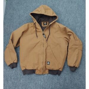 Berne Chore Coat Mens XL Duck Brown Canvas Full Zip Hooded barn Work Insulated